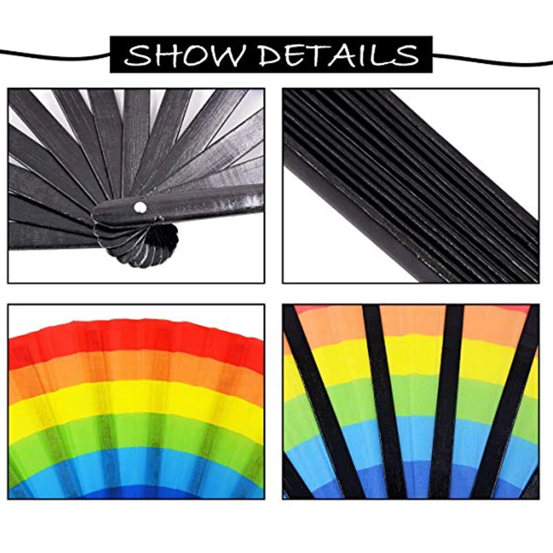 

【I AM YOUR FANS】 13-дюймовая стандартная бамбуковая Складная Радужная ручная подставка большого размера фанаты с рисунком