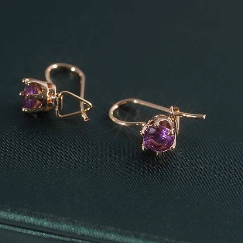 

Exquisite Women Drop Earrings Jewelry Shiny Amethyst Zircon Wedding Engagement Party Girl Gifts Fashion Stud Drop Earrings