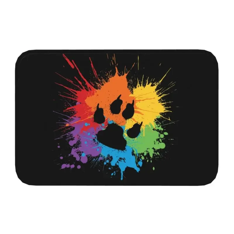 

Gay Bear Paw Pride Doormat Non-Slip Entrance Bathroom Kitchen Door Floor Mats GLBT LGBT Rainbow Pride Garden Rug Carpet Footpad