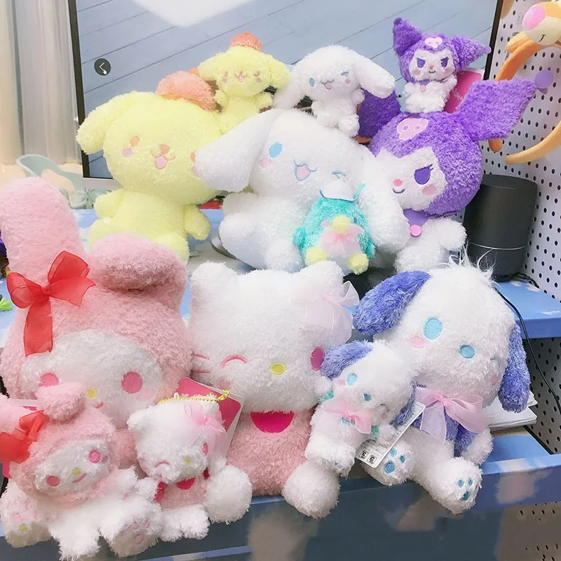 Sanrio Kawaii Kuromi Cinnamoroll Hello Kitty Melody Мультяшные Мягкие плюшевые кулоны-куклы для девочек
