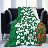 ireland flag shamrock pattern throw blanket flannel fleece winter blanket warm soft bed blanket for sofa couch office