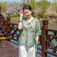 2022 vintage chinese shirts cheongsam style traditional chinese clothing women vintage qipao tops chinese loose cheongsam shirts