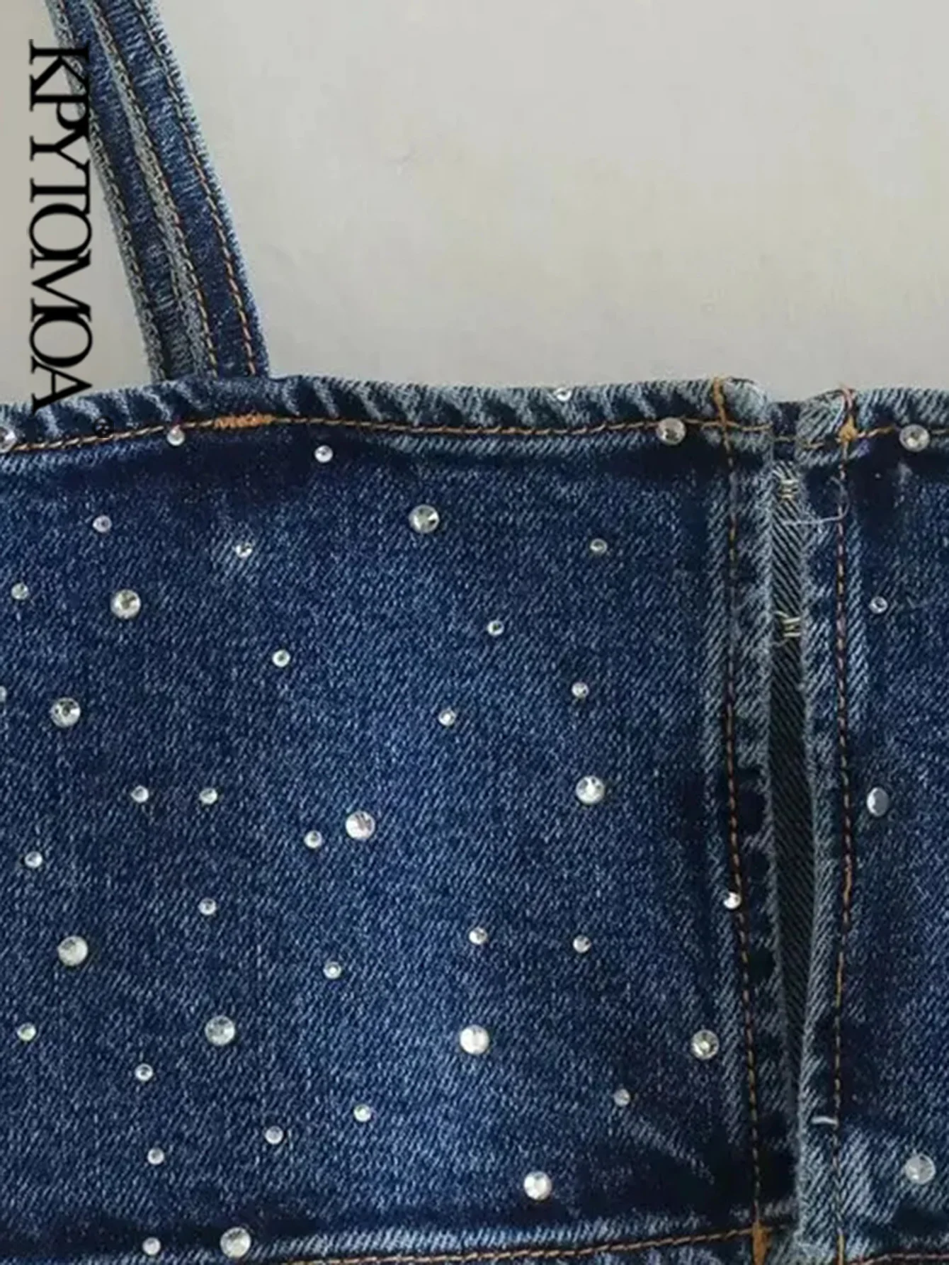 KPYTOMOA-Женские джинсовые майки на тонких лямках сексуальная мода с прорезями