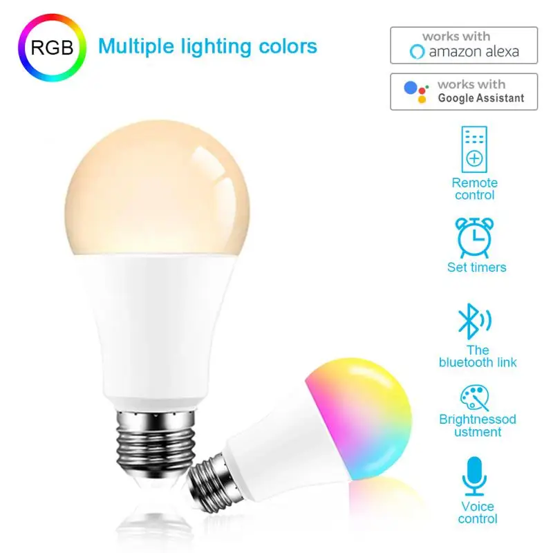 

Smart Tuya bluetooth-compatible Smart Led Bulb E27/B22 RGB Dimmable APP Control 10W 1000LM Led Light Bulbs Smart home