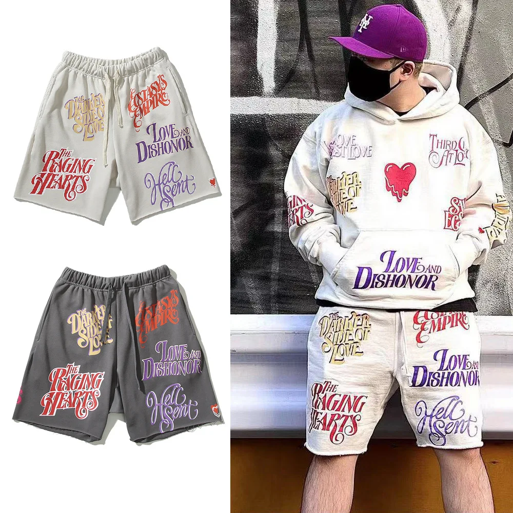 2023 Kanye West love retro full issue bubble LOGO shorts men and women with the same high street casual summer sweatpants