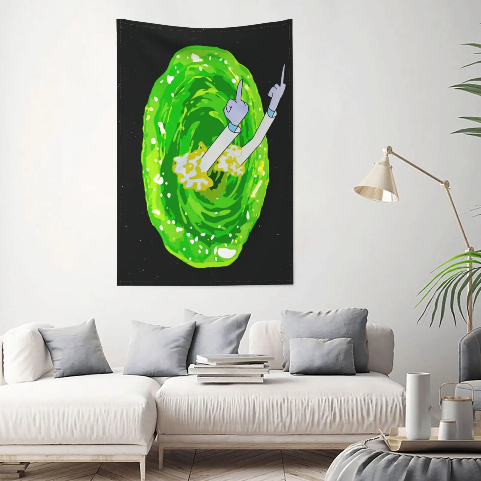 

Wall Hanging Tapestry Anime Funny Rick Middle Finger Hippie Macrame Wall Hanging Morty Wall Hanging Banner Blanket Room Decor