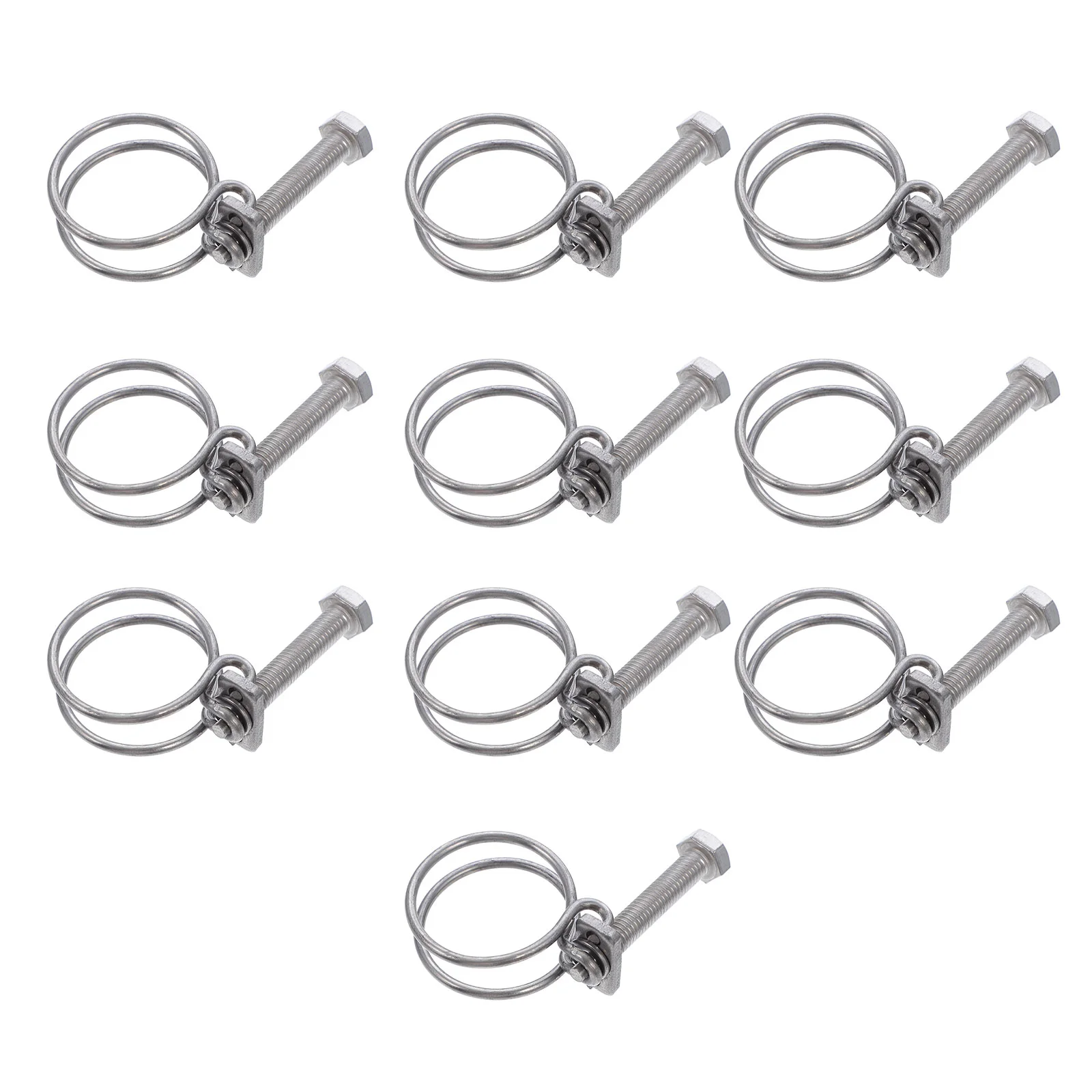 

10pcs Double Steel Wire Stainless Steel Hose Clamps Pipe Clips Clamps