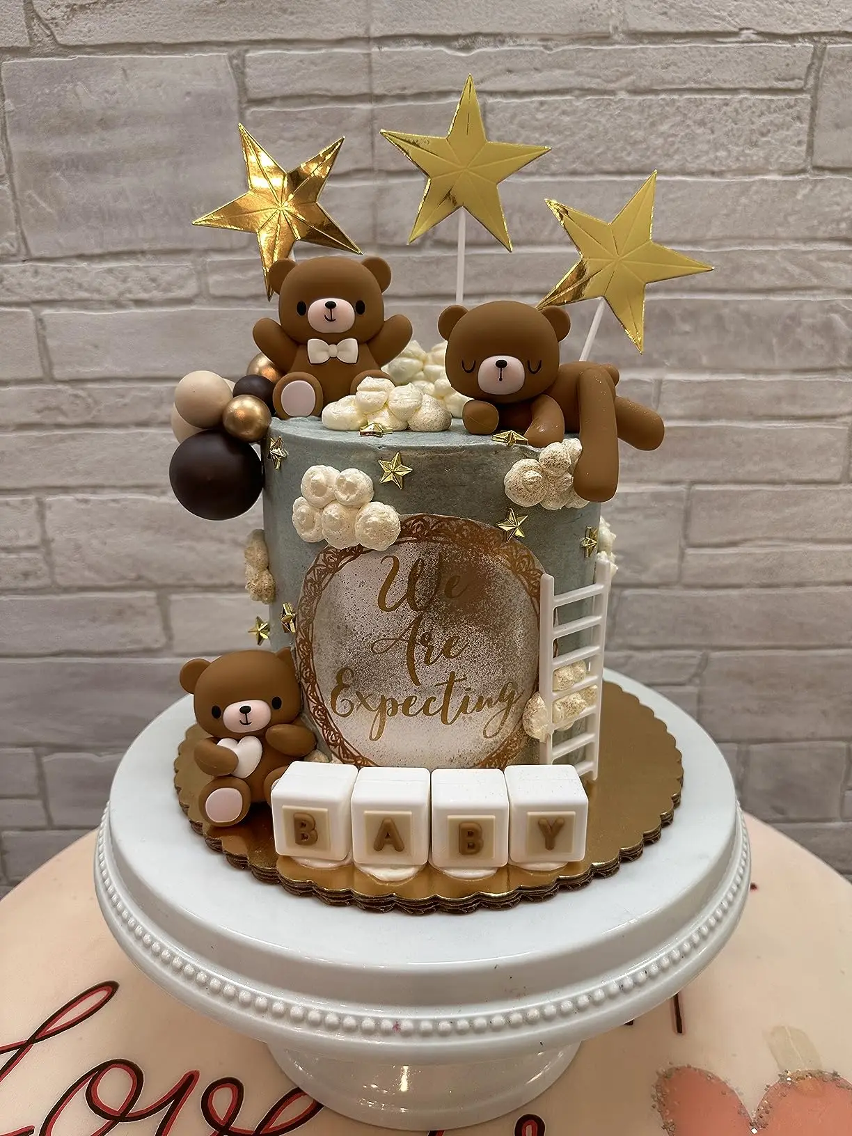 

New Pink Blue Bear Doll Gender Reveal Cake Topper Insert Boy Girl Baby Shower First Birthday Party Cake Decoration Cute Style