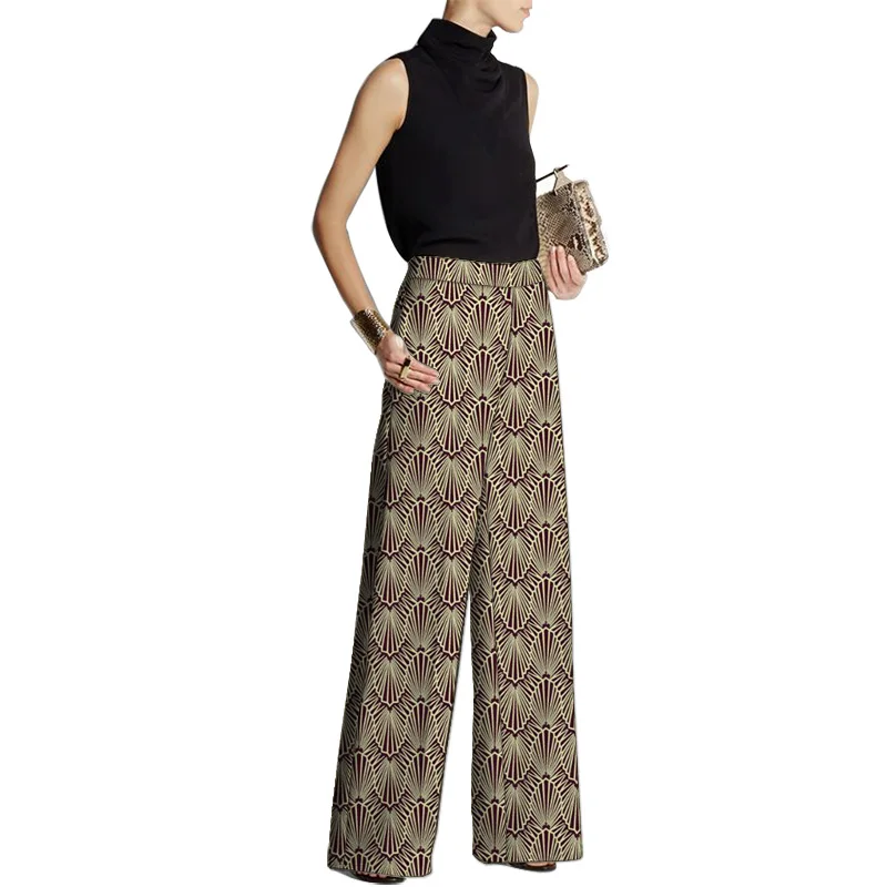 

New Arrivals Women Wide Leg Pants African Print Casual Loose High Waist Ankara Pants Loose Trousers Custom Made Dashiki Outfit