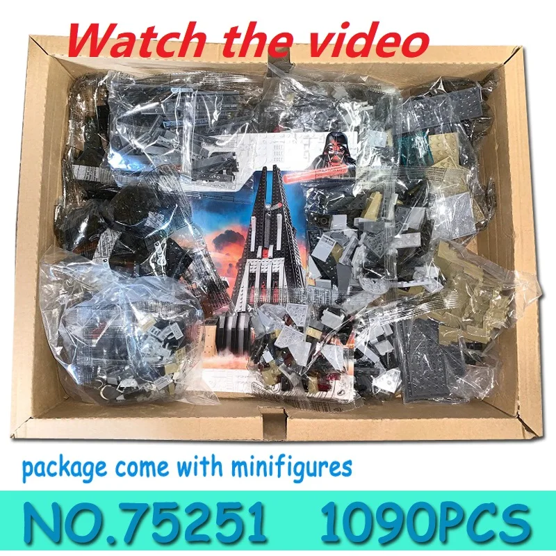 

1090pcs Star Battle Darth House Vader Castle Space Wars TIE Fighter 11425 Model Building Block Toy Compatible With 75251 Boy gif