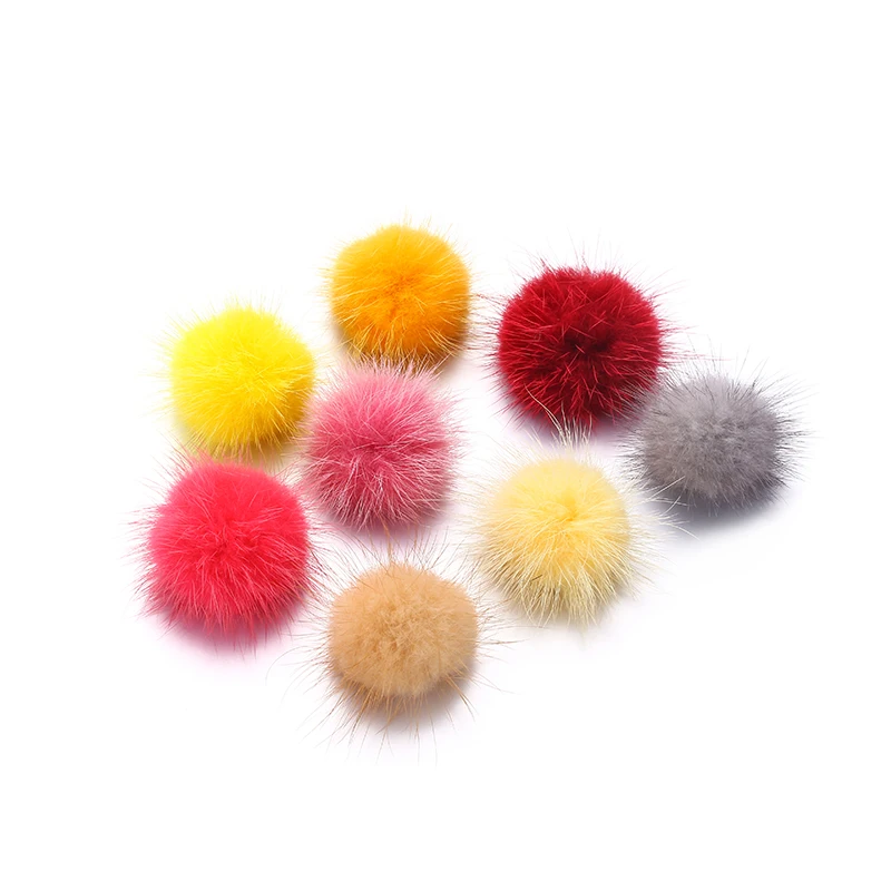 Mink Hair Ball 3/4cm Handmade DIY Accessories Clothing Shoes and Hats Pompons Hairpin Headband Decoration Fluffy ...