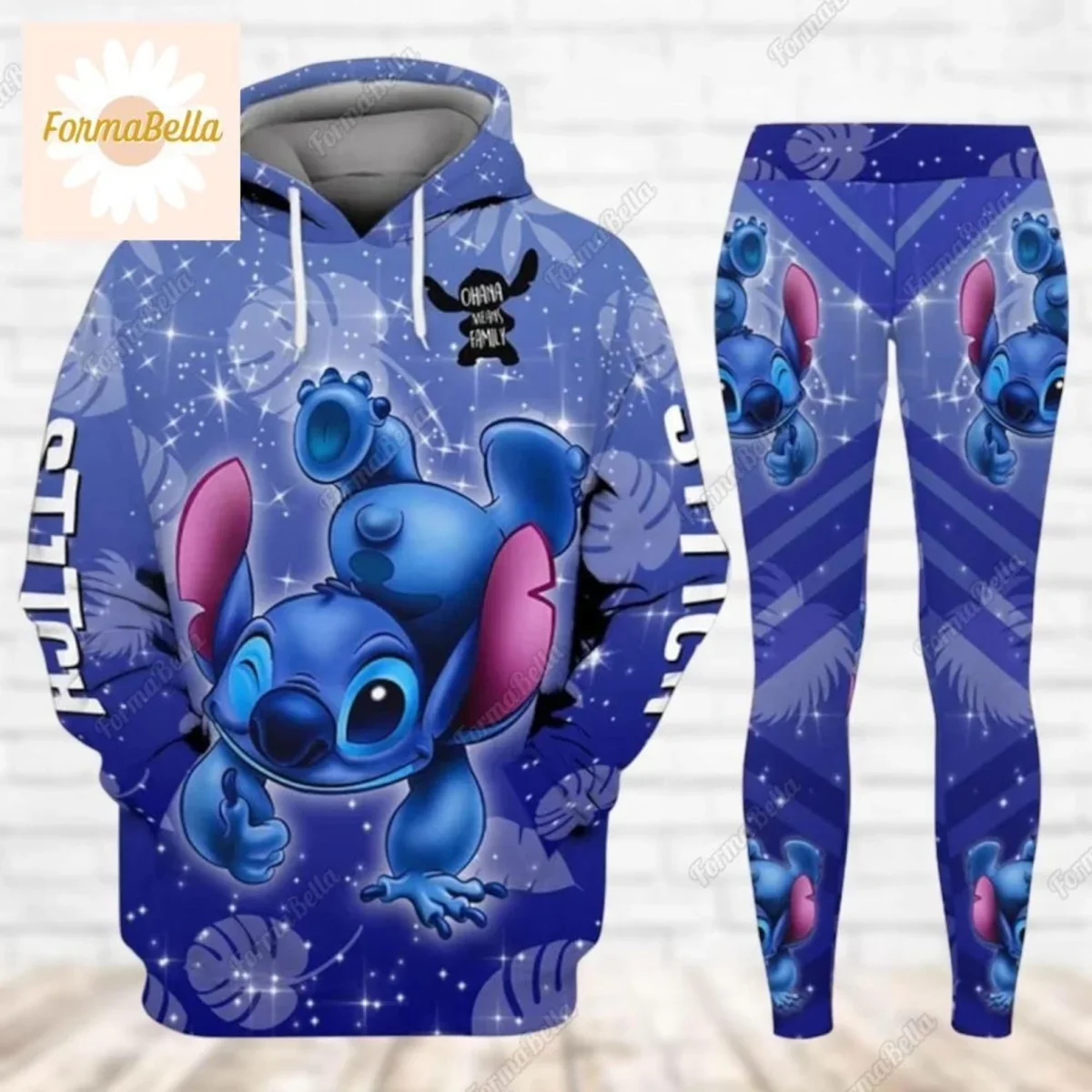 Новинка Женский костюм с 3D толстовкой и леггинсами Disney Stitch штаны для йоги Минни