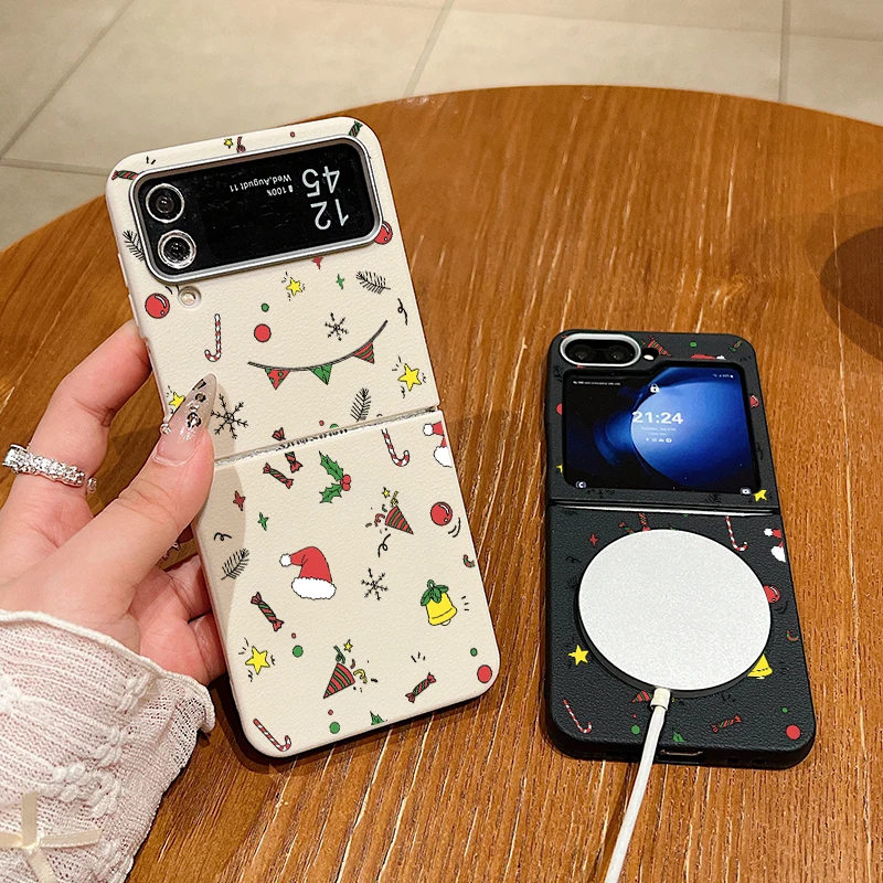 Рождественские игрушки шляпа с принтом чехол для Samsung Galaxy Z Flip6 Flip5 Flip4 магнитный