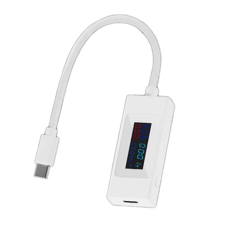 

Type-C Voltage Current Tester Digital Display Voltage and Current Meter Measurement White