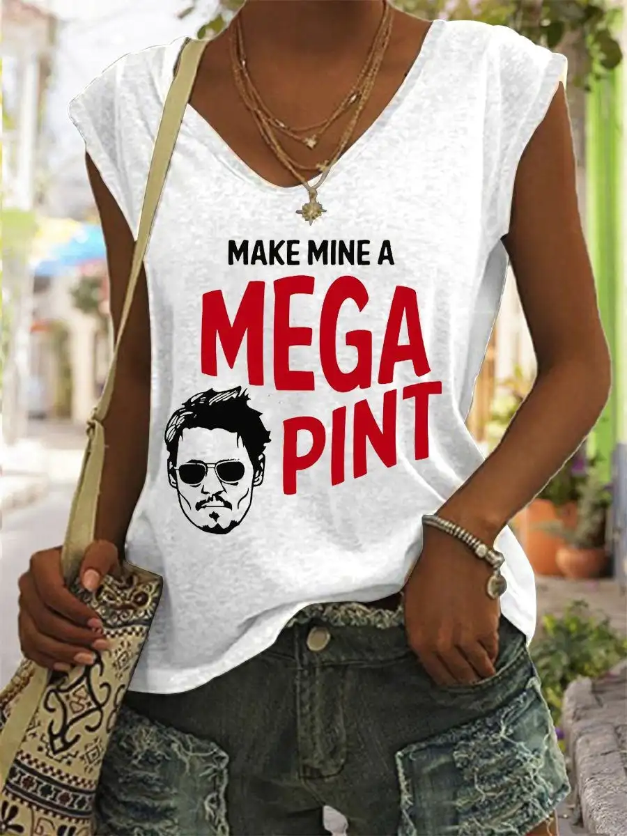 Women's Make Mine A Mega Pint V-Neck Tank Top