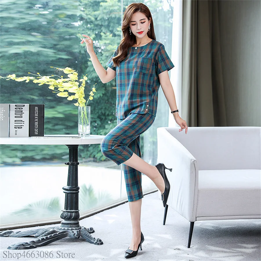 

Thin Soft Cotton Linen Vintage korean Style Clothes Set 2022 New Loose Top Harem Pants Two Piece Women's Casual Set Suits