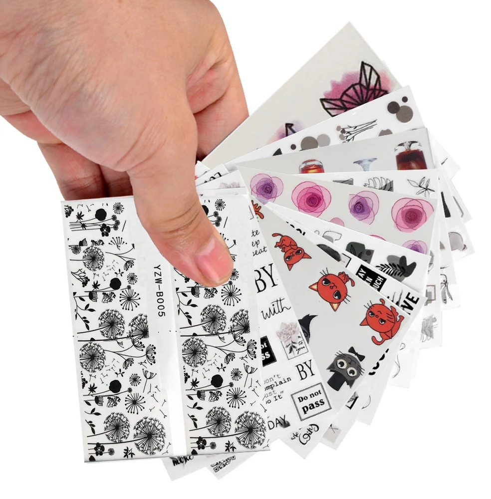 

Nail Watermark Sticker Taraxacum Bow Rose Owl Feather Decor Nails Sticker Manicure Supplies For Professionals Accessories Tools