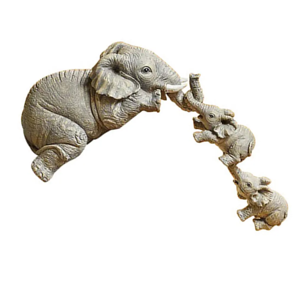 

3pcs Elephant Resin Ornaments Home Statues Animal Shape Edge Hanging Office Decoration Resin Desktop Ornament Gift