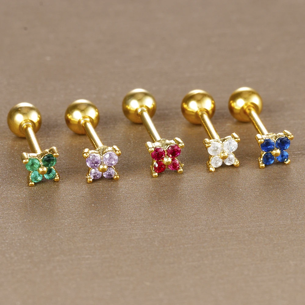 1 шт. мини-серьги-гвоздики из нержавеющей стали с камнем 12 созвездий