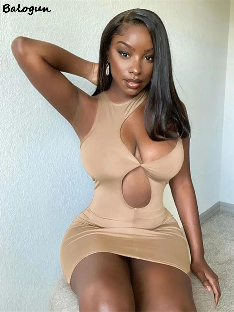 

Balogun Summer Sexy White Mini Dresses For Women 2022 Asymmertical Hollow Out Black Party Dress Female Bodycon Club Short Dress