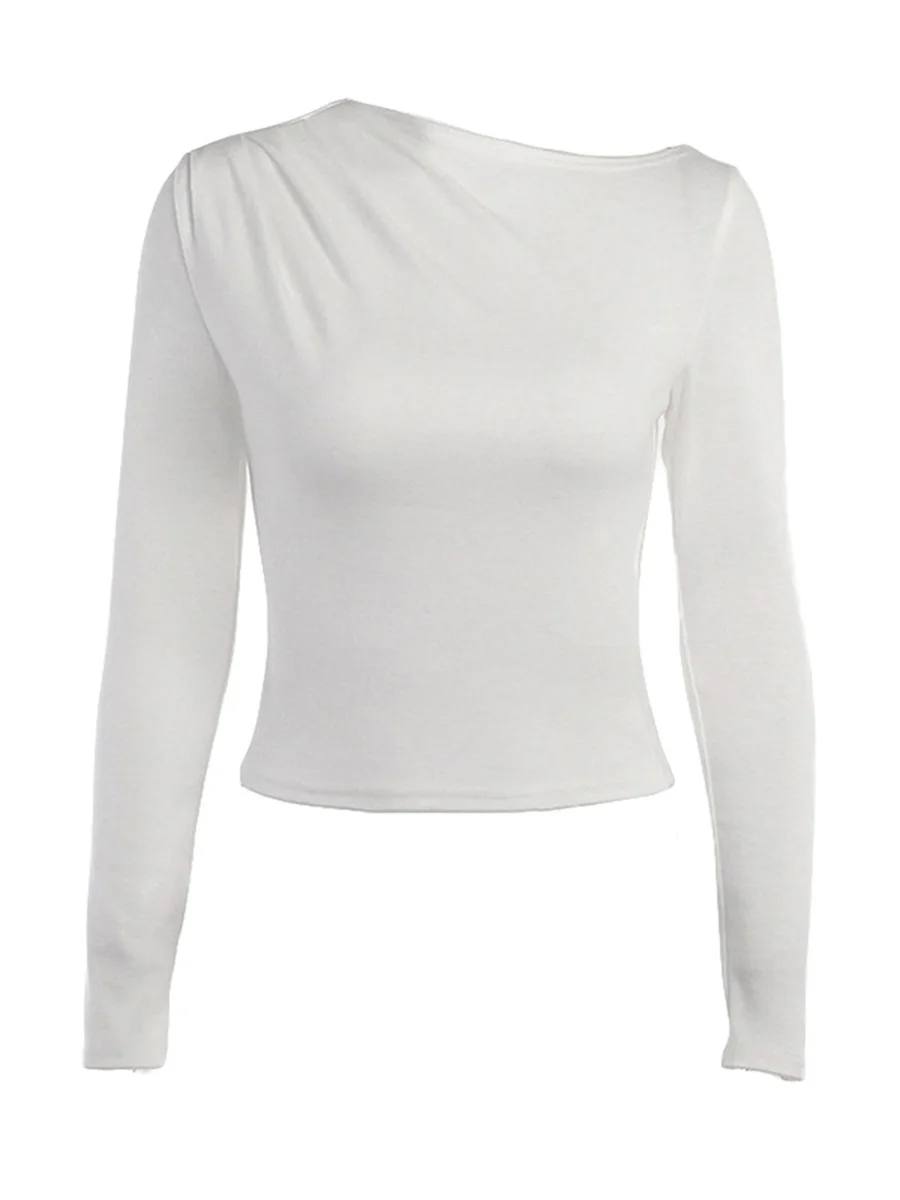 

Женская Облегающая рубашка с длинным рукавом и круглым вырезом