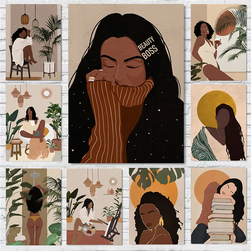 Минимализм Африканская женщина фотография Наслаждайтесь крутым Рисунком Холст