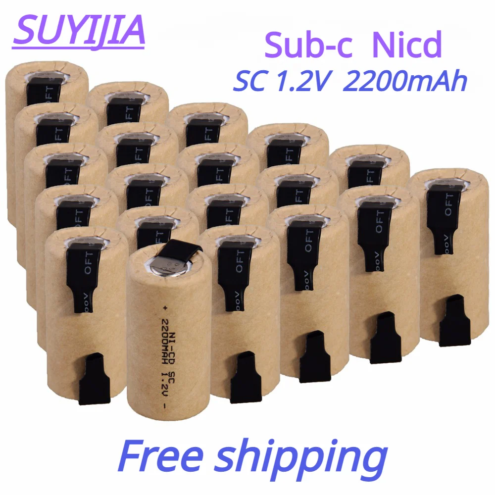 

SUYIJIA SC 1.2V 2200mAh 2-20Pcs Rechargeable Battery Sub C Ni-cd for Electric Drill Screwdriver With welding piece