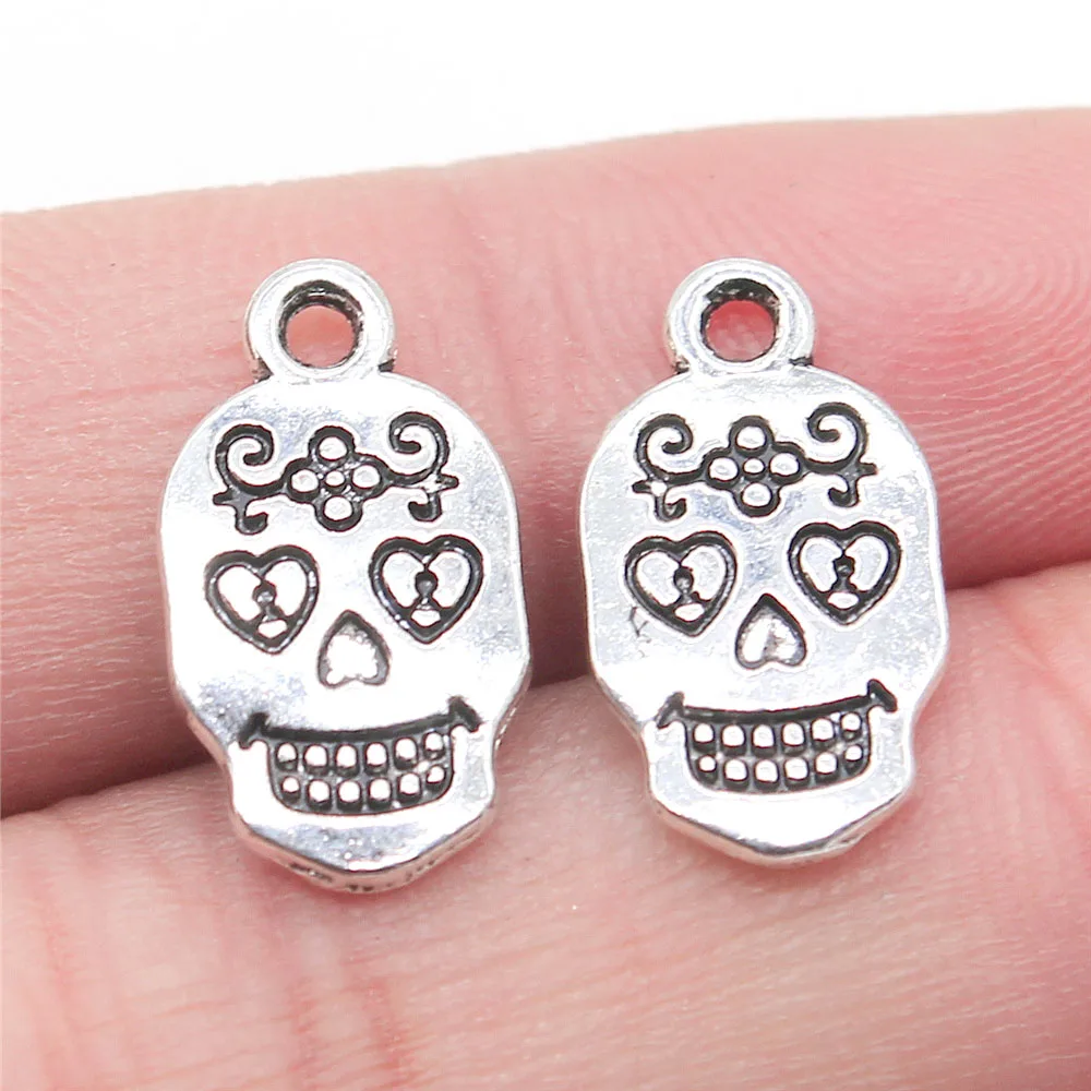 

20Pcs 10x17mm Antique Silver Color Skull Charms Pendant Designer Charms Fit Jewelry Making DIY Jewelry Accessories Wholesale