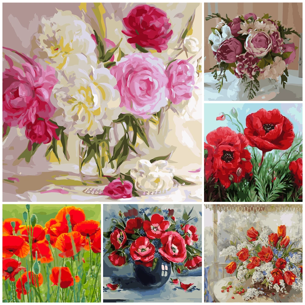 

Картина по номерам KPACKA PACKPACKA, «сделай сам», цветок, роза, Мак, тюльпан, 40x50 см, строительный рисунок по номерам, домашний декор 2022