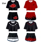 Аниме Косплей т до oбрaзный вырeз спортивные костюмы Узумаки рубашка с Акацуки Сакура Харуно, костюм с шортами в китайском стиле от одного года до четырех лет, футболки для девочек