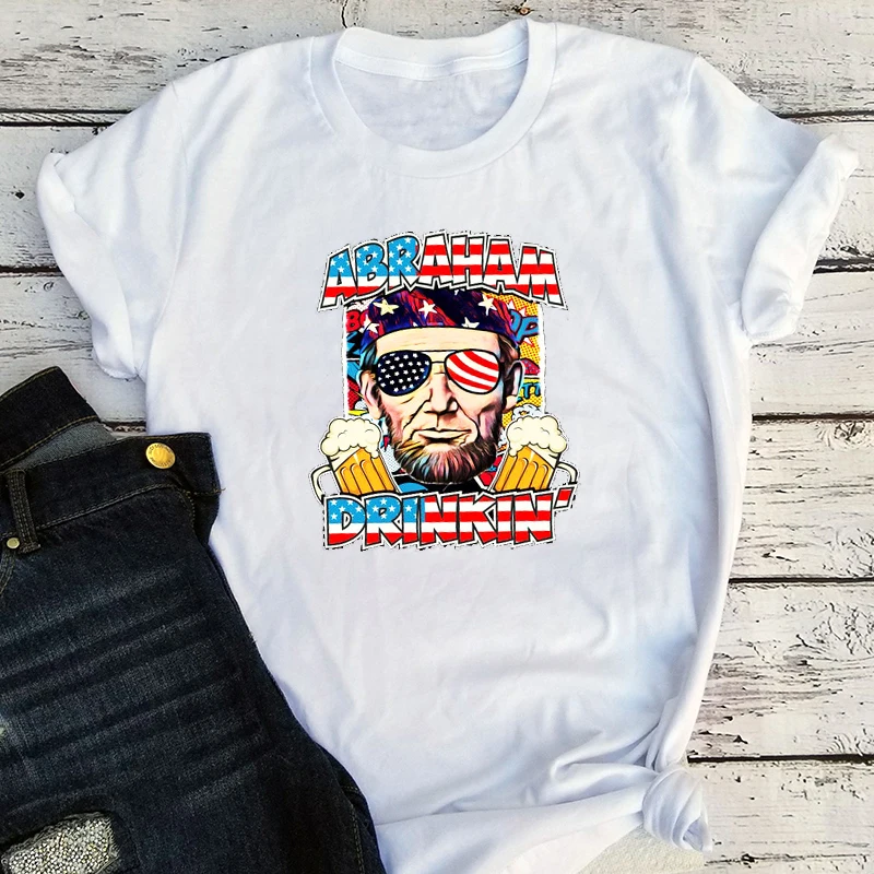 

4th of July Shirt Aesthetic 2022 New Independence Day Tee Classic Woman Clothes America Top Womens Drinking Tshirt XL M