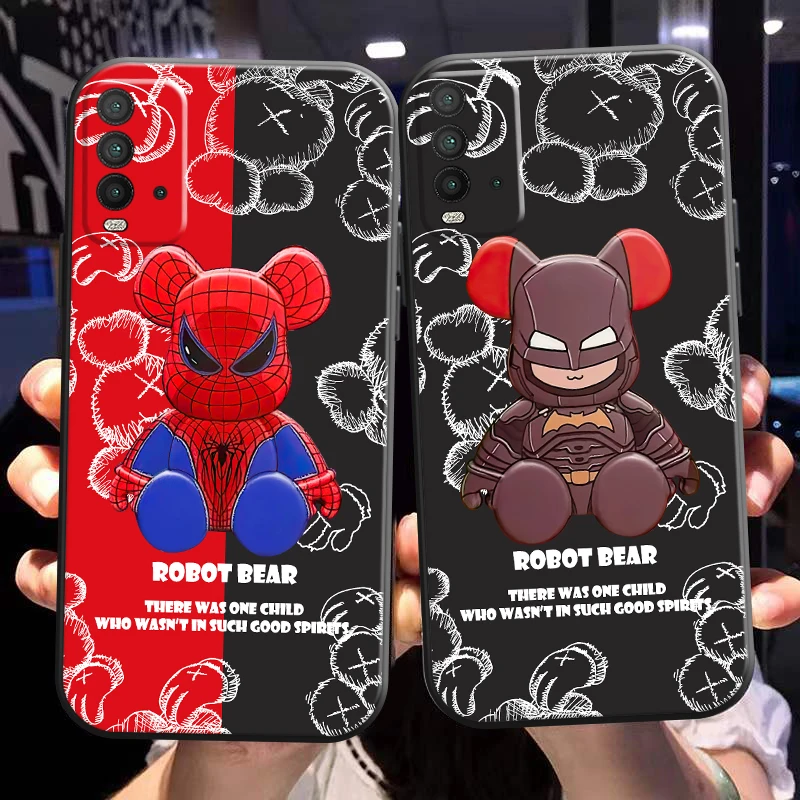 

Marvel Luxury Cute Bear Phone Case For Xiaomi Poco M3 M3 Pro 5G POCO X3 PRO NFC X3 GT Carcasa Soft Black Back Coque