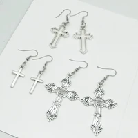 cross dangle drop earrings for women korean goth gothic vintage fashion hollow crosses ear studs punk jewelry accessories