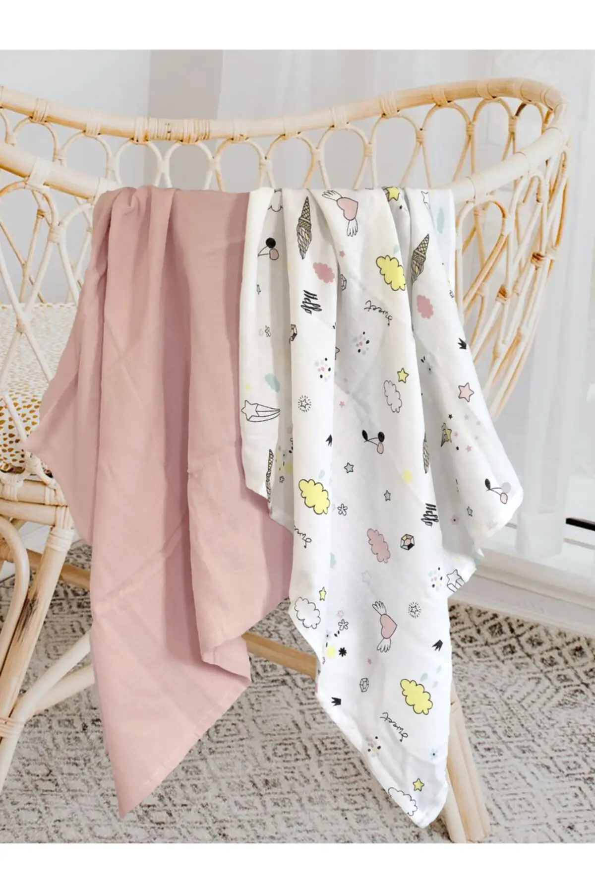 

Cotton 80x90 muslin baby & children's blanket space themed 2 Set baby boy and baby baby & children's home textile & kids