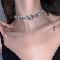 bride wedding crystal choker silver rhinestone bridal choker necklace neck jewelry accessories for women and girls necklace