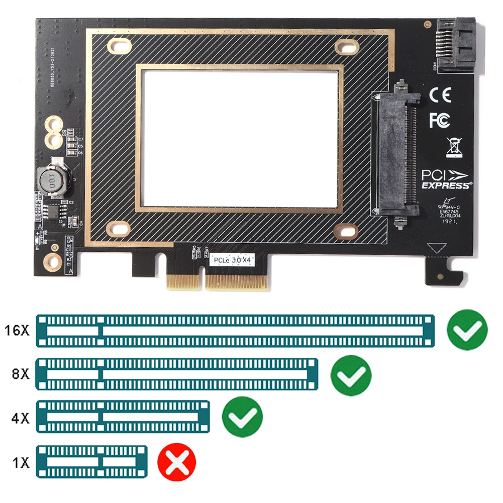 

Переходная карта U.2 SFF 8639 к PCIE 3,0 X4, Стандартная плата для расширения PCI-E X4, самопитающаяся для 2,5-дюймового SSD-накопителя U.2 NVME