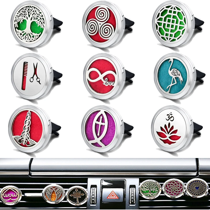 

Refillable Car Air Freshener Smell Perfume Diffuser Clip Auto Vent Essential Oil Stainless Steel Locket Interior Accessories