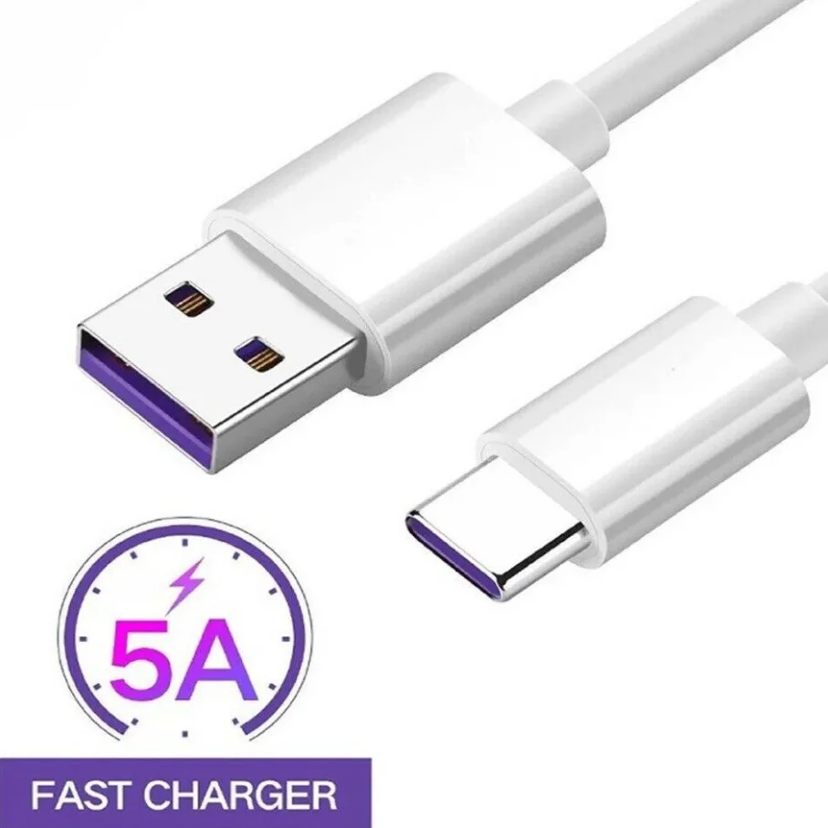 

1m,1.5m,2m 5A USB Type-C Cable For Samsung Xiaomi Huawei P30 Pro Fast Charge Mobile Phone Charging Wire White Cable USB Charging