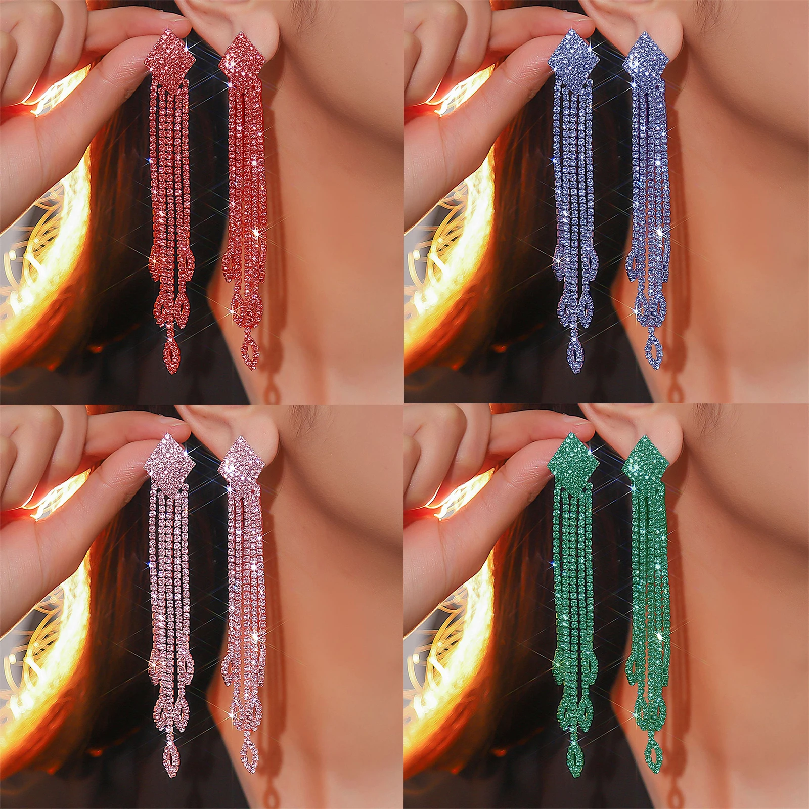 Новые роскошные женские серьги со стразами и бахромой висячие новые блестящие