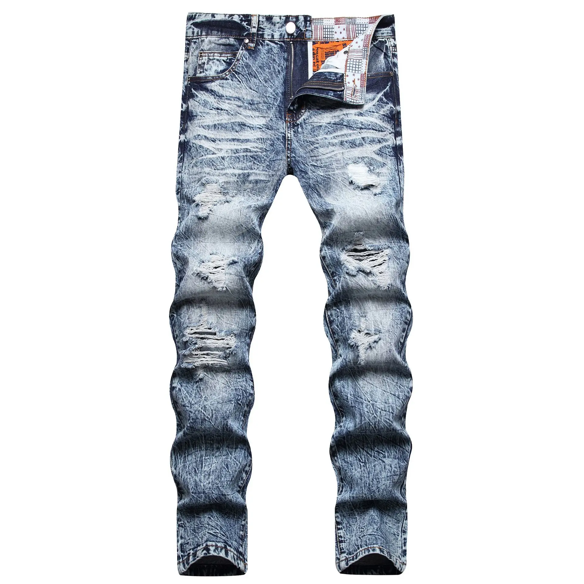 Brand Ripped Jeans Men Autumn Winter High Quality Korean Streetwear Y2k Pants Fashion Plus Size Straight Slim Trousers Men