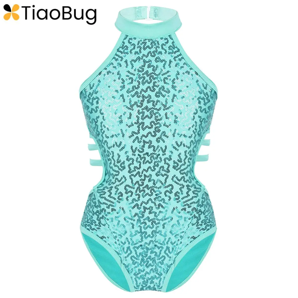 

Kids Girls Sleeveless Sparkly Sequins Ballet Jazz Dance Gymnastics Leotard Hollow Out One Piece Bodysuit Jumpsuit Dancewear