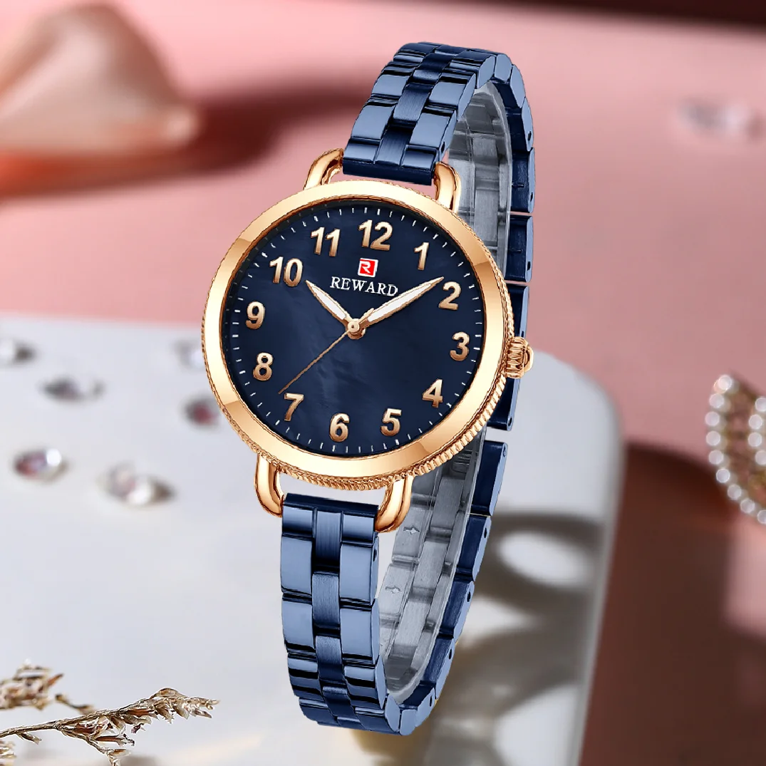 REWARD Brand Women Wristwatch Top Luxury Ladies Quartz Watch Waterproof Stainless Steel Women's Watches Gift Clock With Box enlarge