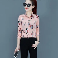 2022 spring autumn printed shirt women sleeve shirts blouse for work office lady elegant female blouse camisa de mujer