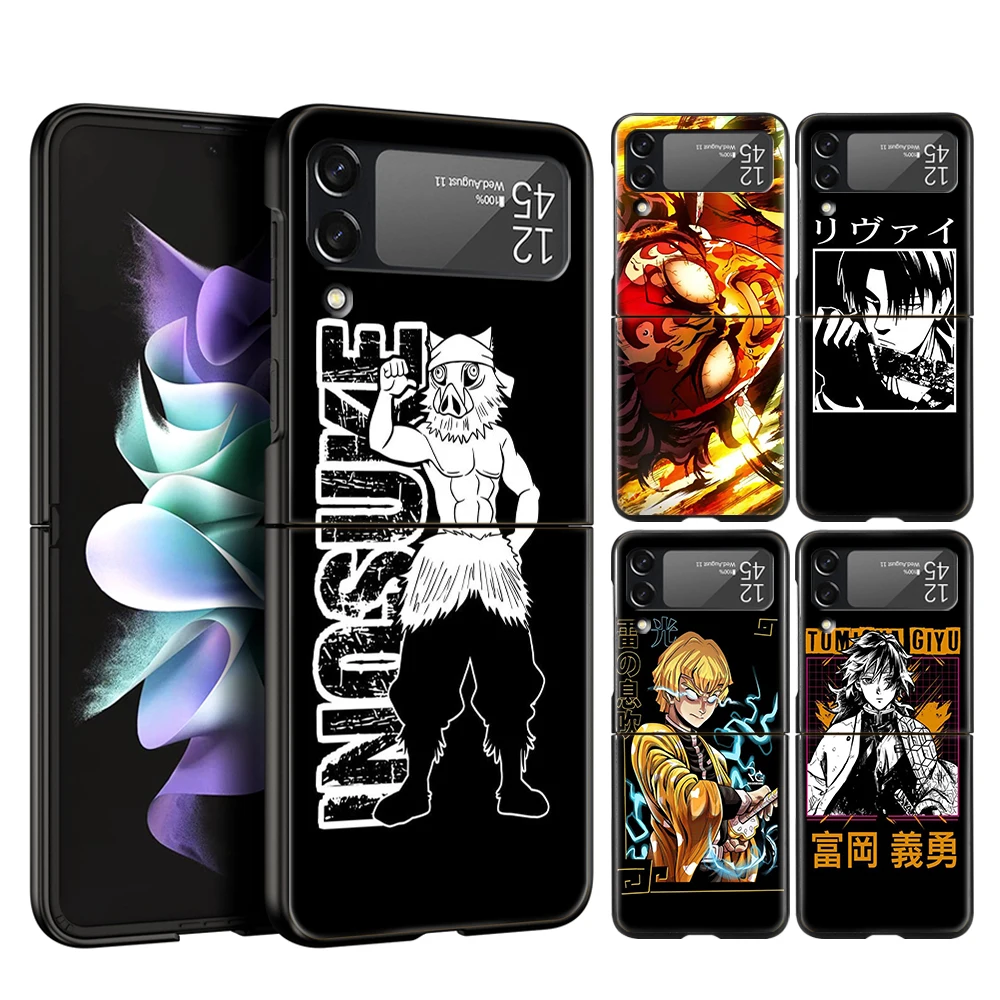 

attack on Titan Hard PC Phone Case For Samsung Galaxy Z Flip 4 Black ShockProof Cover for Samsung Z Flip 3 6.7 Inch Shell Fundas