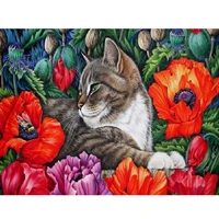 5d diamond painting the red and the cat full drill by number kits diy diamond set arts craft decorations