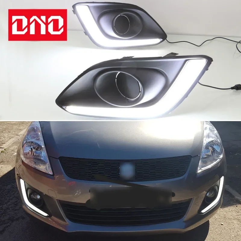 

Автомобильные светодиодные DRL 12 В дневные фонари для Suzuki Swift 2014 2015 2016 желтый указатель поворота дневные ходовые фары авто дальние фары