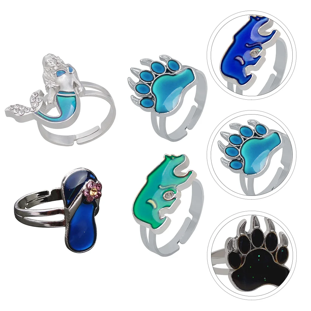 

Ring Mood Kids Finger Temperature Rings Feeling Emotion Sensitive Moon Open Wedding Band Emotionaljewelry