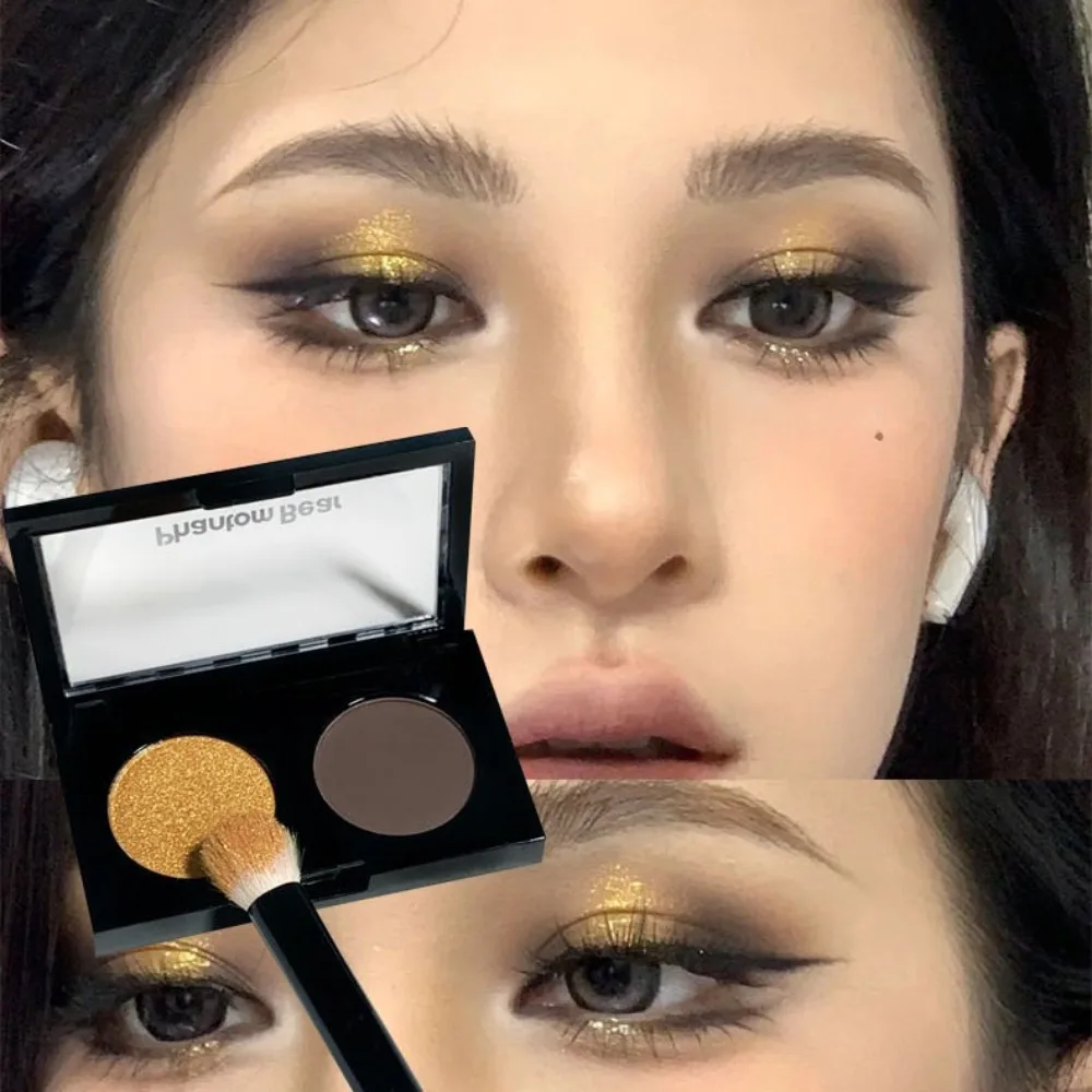 Черное золото мини-2 цвета палитра теней для век матовый праймер глаз пигмент