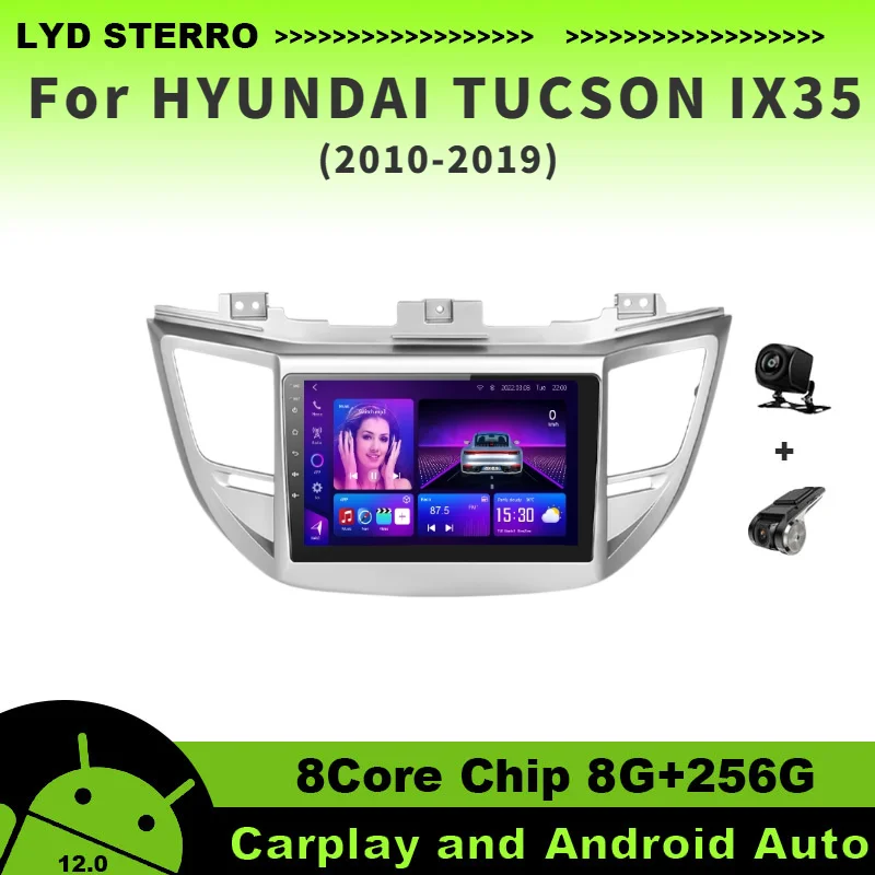 

LYD Sterro For HYUNDAI TUCSON IX35 2010-2019 Car Radio Video Player GPS Auto Navigation 8Core Chip 8G+256G Android 12 Bluetooth