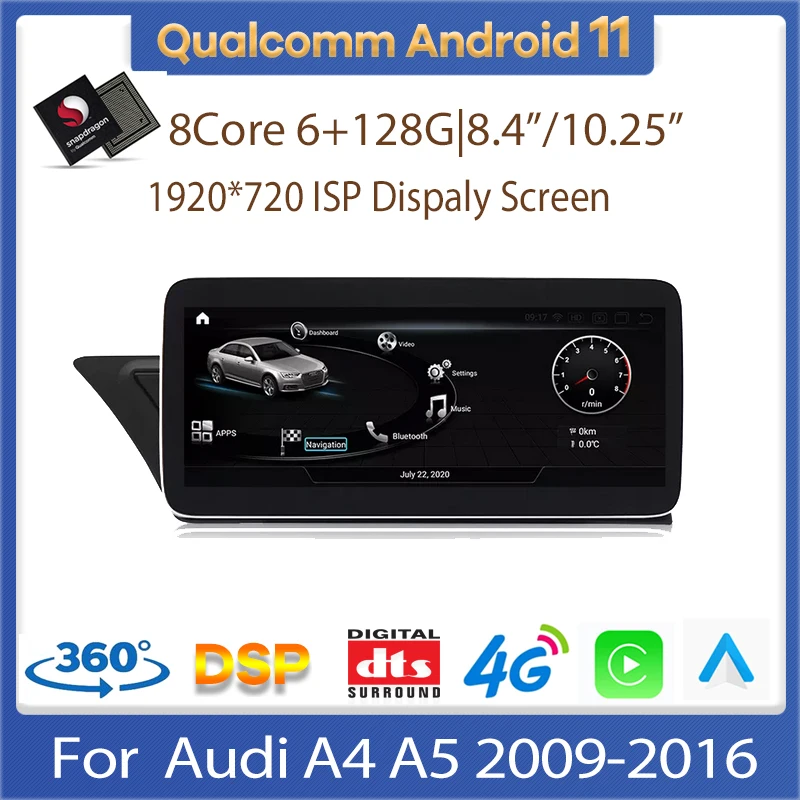

Мультимедийный проигрыватель для Audi A4L 10,25-128, 8 ядер, 6 ГБ + 2009 ГБ, Android 10